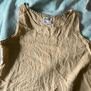 Flax Tank Top Sleeveless Top Large Yellow